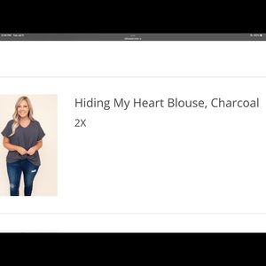 Hiding My Heart Blouse, Charcoal